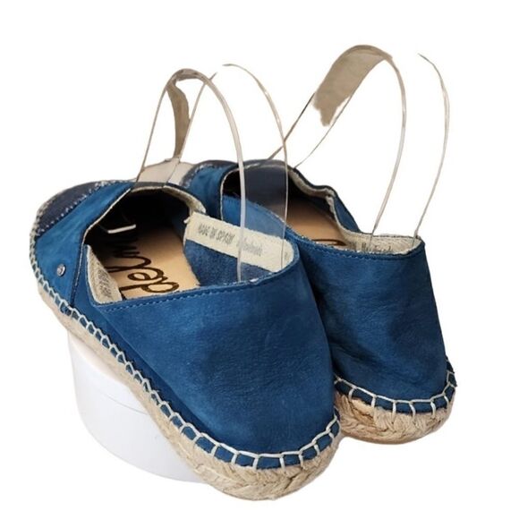Sam Edelman- Krissy Leather Suede Mixed Media Canvas Espadrille Flats, Size 8 - Picture 9 of 13